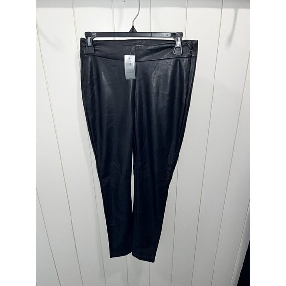 Ann Taylor Women's NWT Pants Faux Leather Black High Rise Size 2P MSRP $98 Fall - Picture 2 of 7